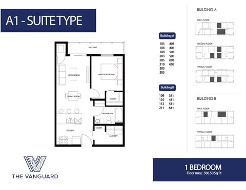 Floor plan for 1 bed, 1 bath, 745 sqft